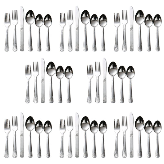 48 Pcs Stainless Steel Dinnerware Set For 8. Forks, Spoons, and Knife