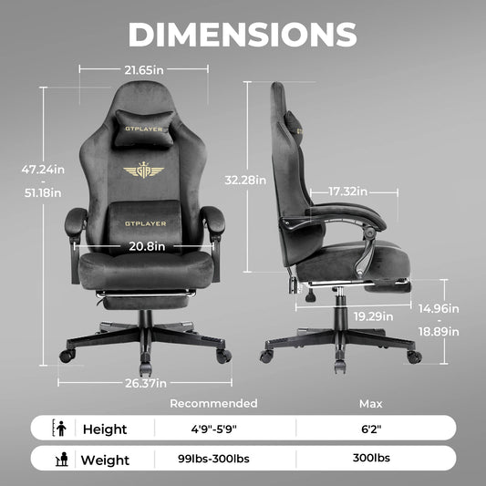 Big and Tall Gaming Chair 350Lbs with Pocket Spring Cushion