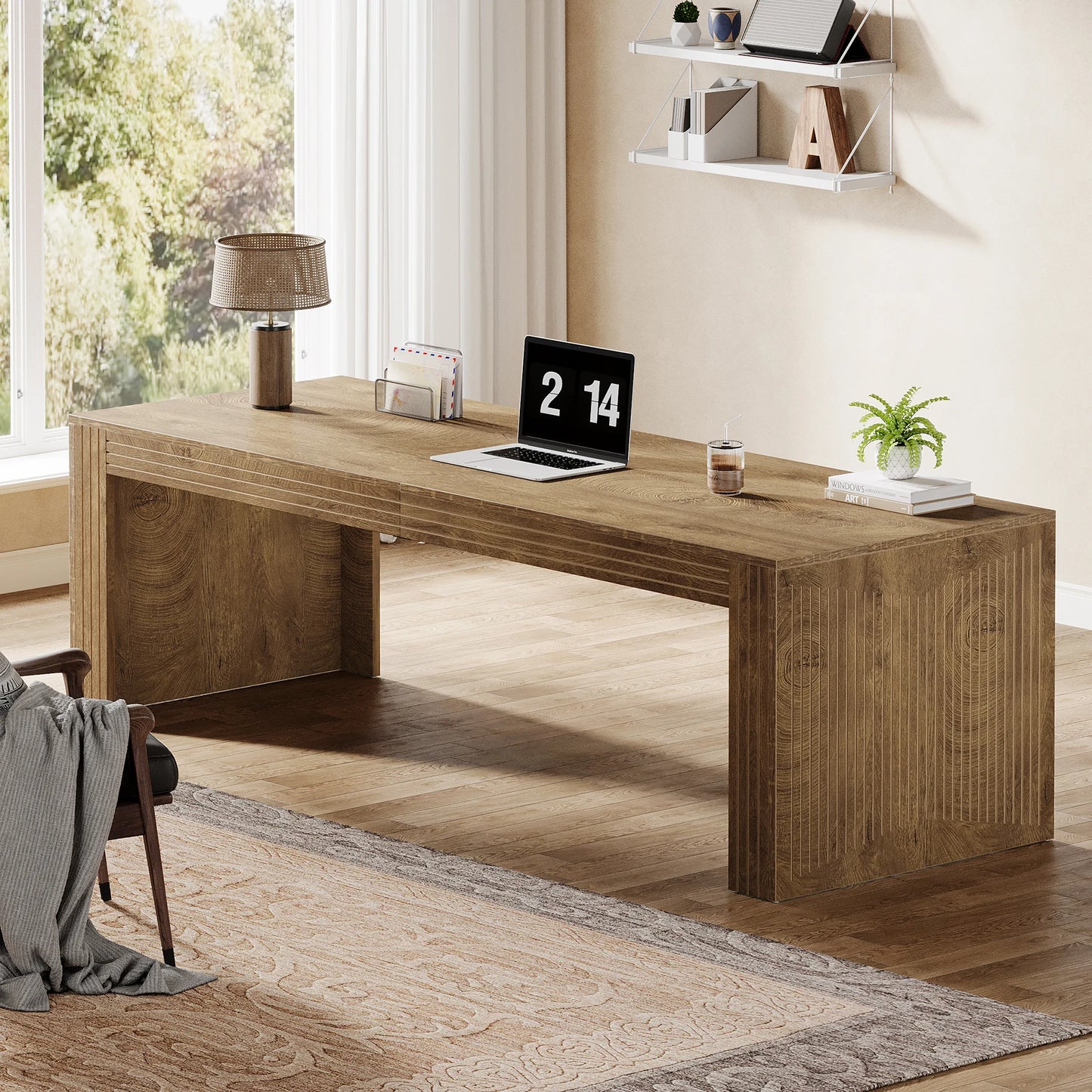 79-Inch Extra Long Desk, Two Person Double Desk