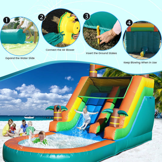 Large Bounce House with Water Slide with 1100W Air blower
