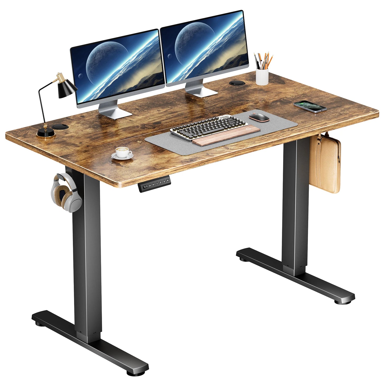 Ergonomic Height Adjustable 40x24 Inch Sit Stand Computer Desk / Workstation