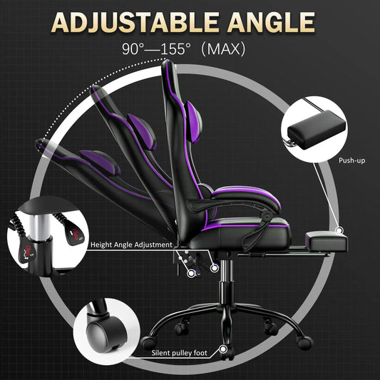 Computer Gaming Chairs for Adults, Ergonomic Computer Chair Office Desk Chair with Wheels, Adjustable Lumbar Support Big and Tal