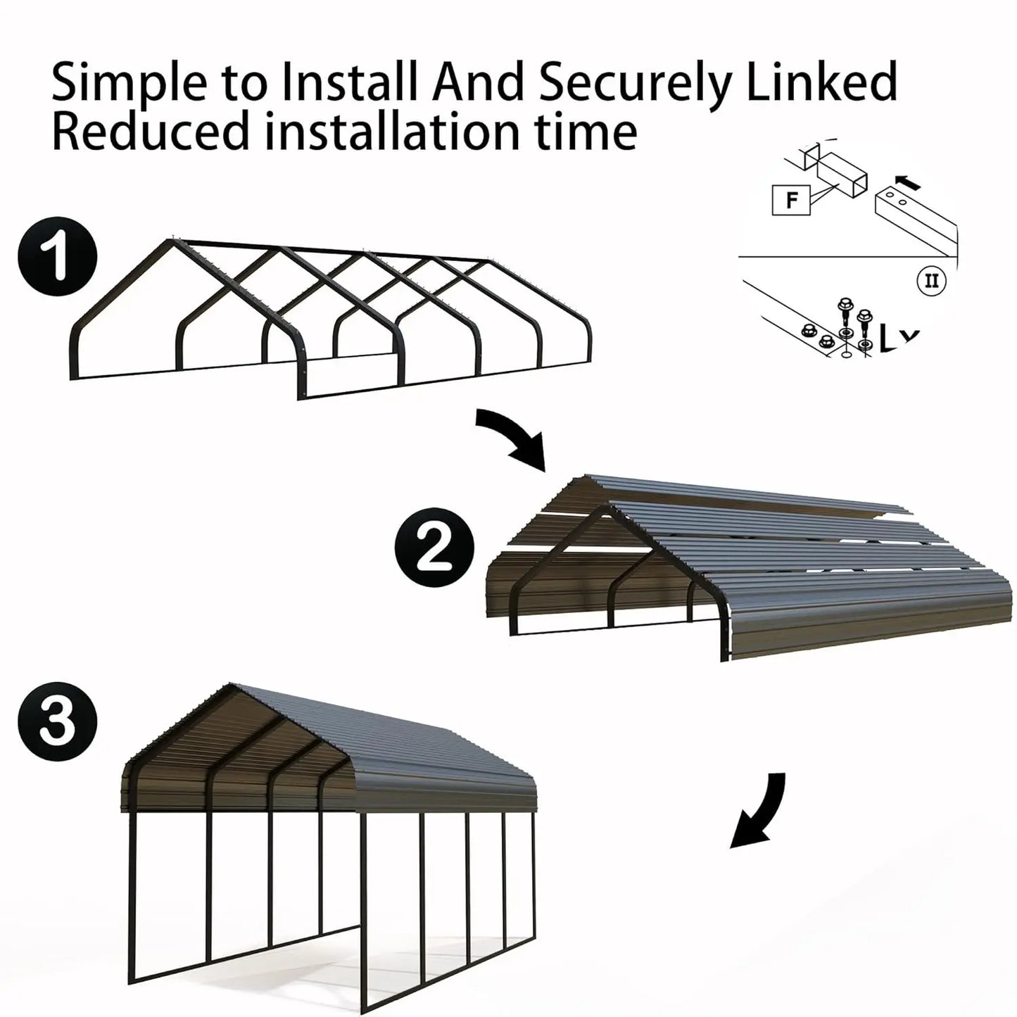 20x20 FT Extra-Large Heavy-Duty Metal Carport