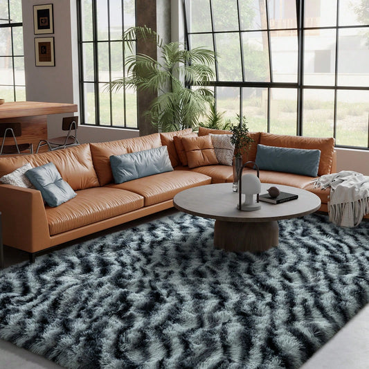 Large Super Plush Zebra Print Living Room Area Rug. Washable