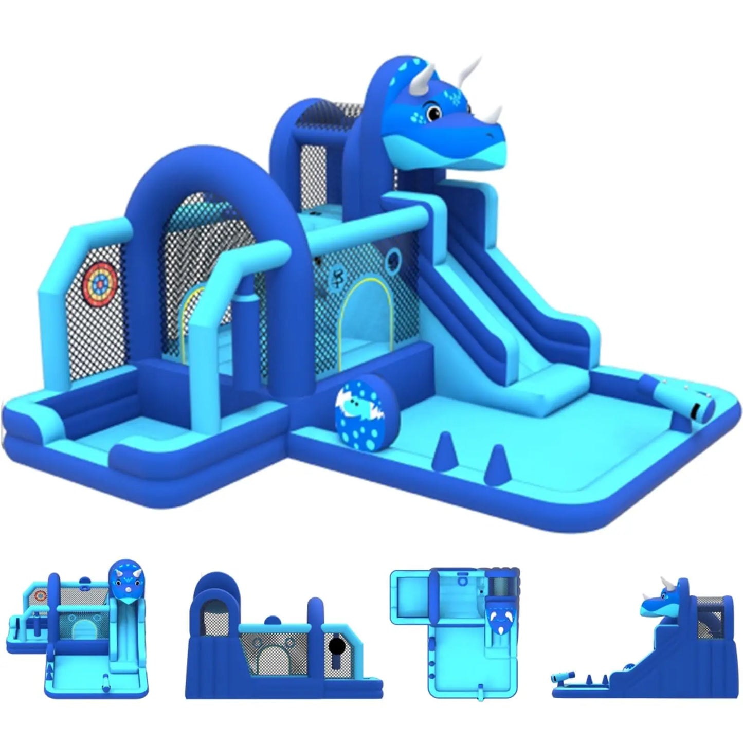 Large Inflatable Dinosaur Bounce House with Slide & Water Features