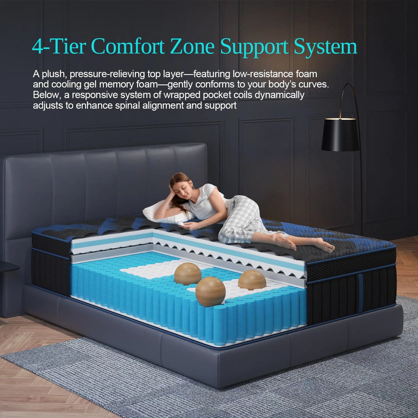 12"Gel Memory Foam Hybrid Pocket Spring Mattress Twin Full Queen King Bed Mattress In A Box, Medium Firm with Motion Isolation