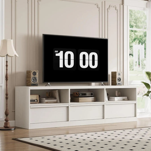 Modern TV Stand with Open Shelving & Storage Drawer