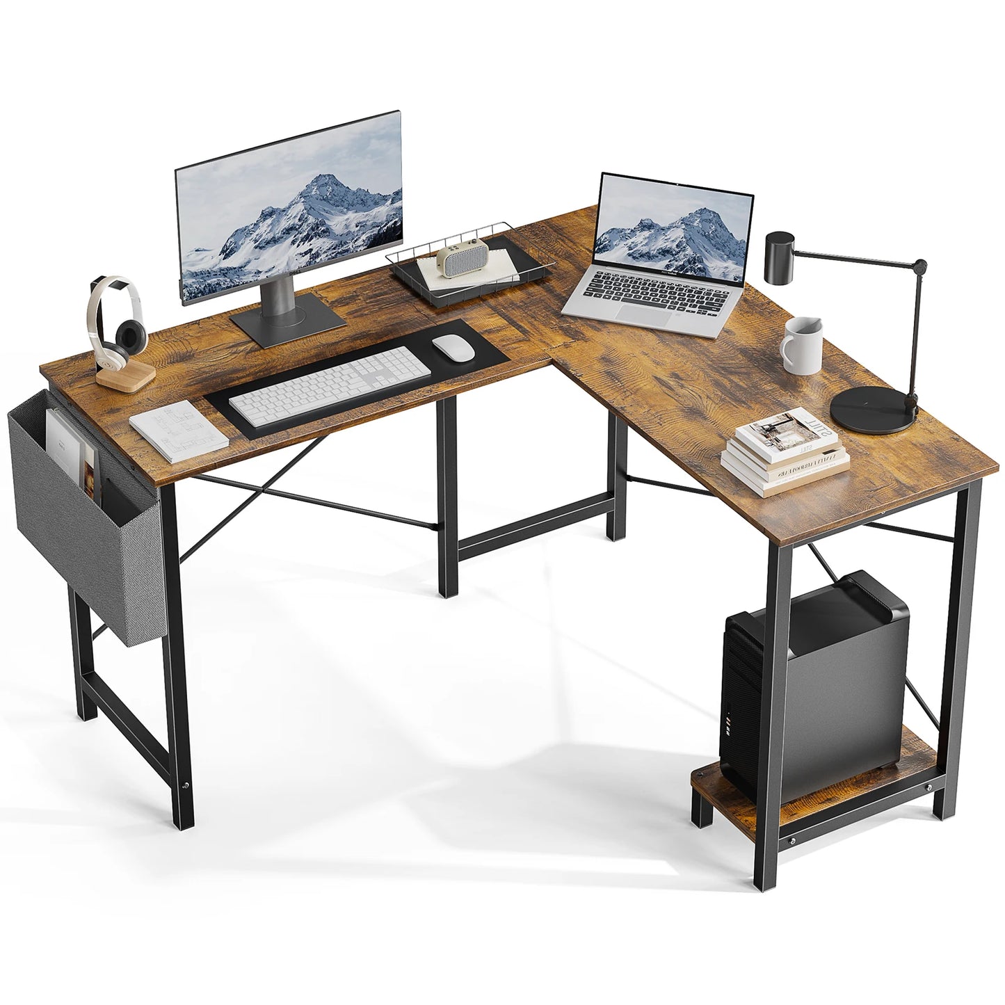 Gaming Corner 50 Inch PC Wooden Table with CPU Storage Shelf & Side Bag