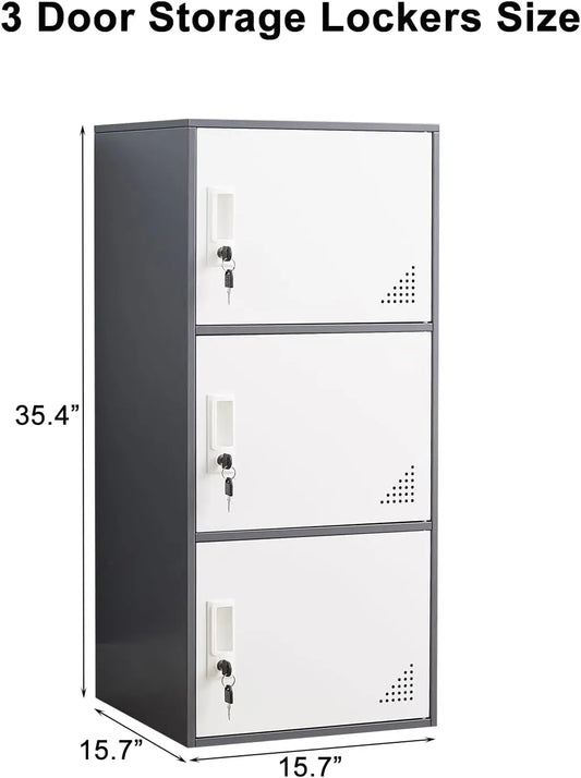 3-Door Metal Storage Organizer Locker