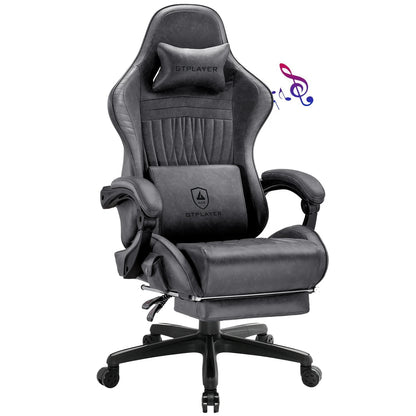 Adjustable Ergonomic Gaming Chair Faux Leather with Built-in Speakers
