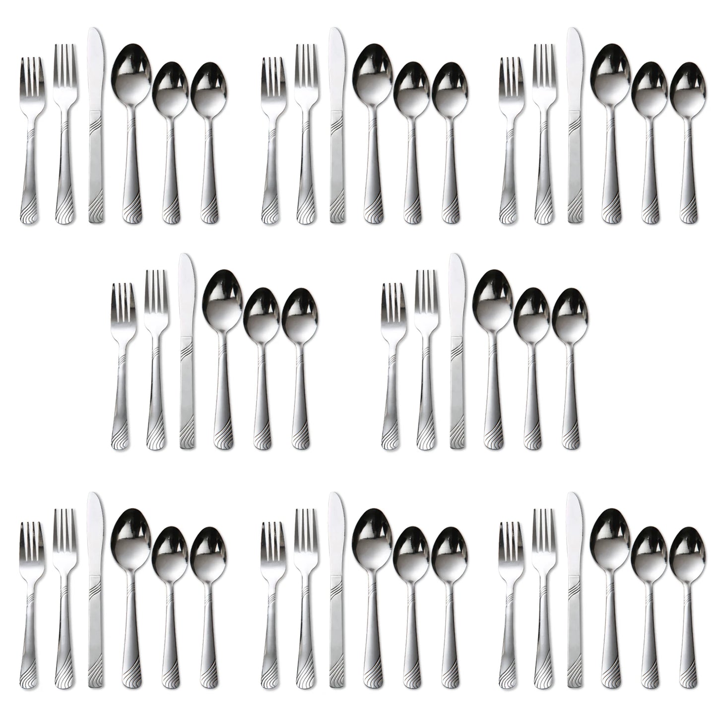 48 Pcs Stainless Steel Dinnerware Set For 8. Forks, Spoons, and Knife