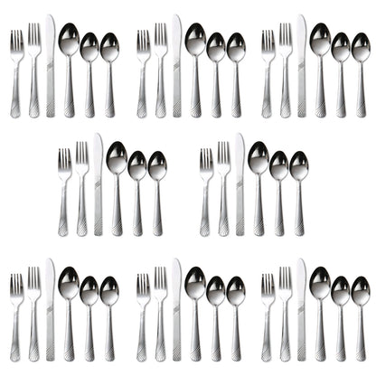 48 Pcs Stainless Steel Dinnerware Set For 8. Forks, Spoons, and Knife