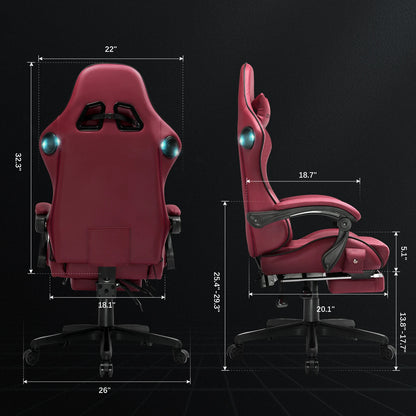 Adjustable Ergonomic Gaming Chair Faux Leather with Built-in Speakers