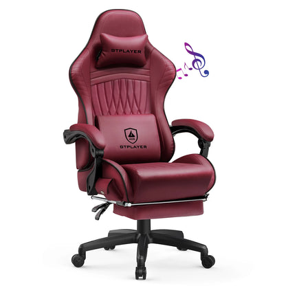 Adjustable Ergonomic Gaming Chair Faux Leather with Built-in Speakers