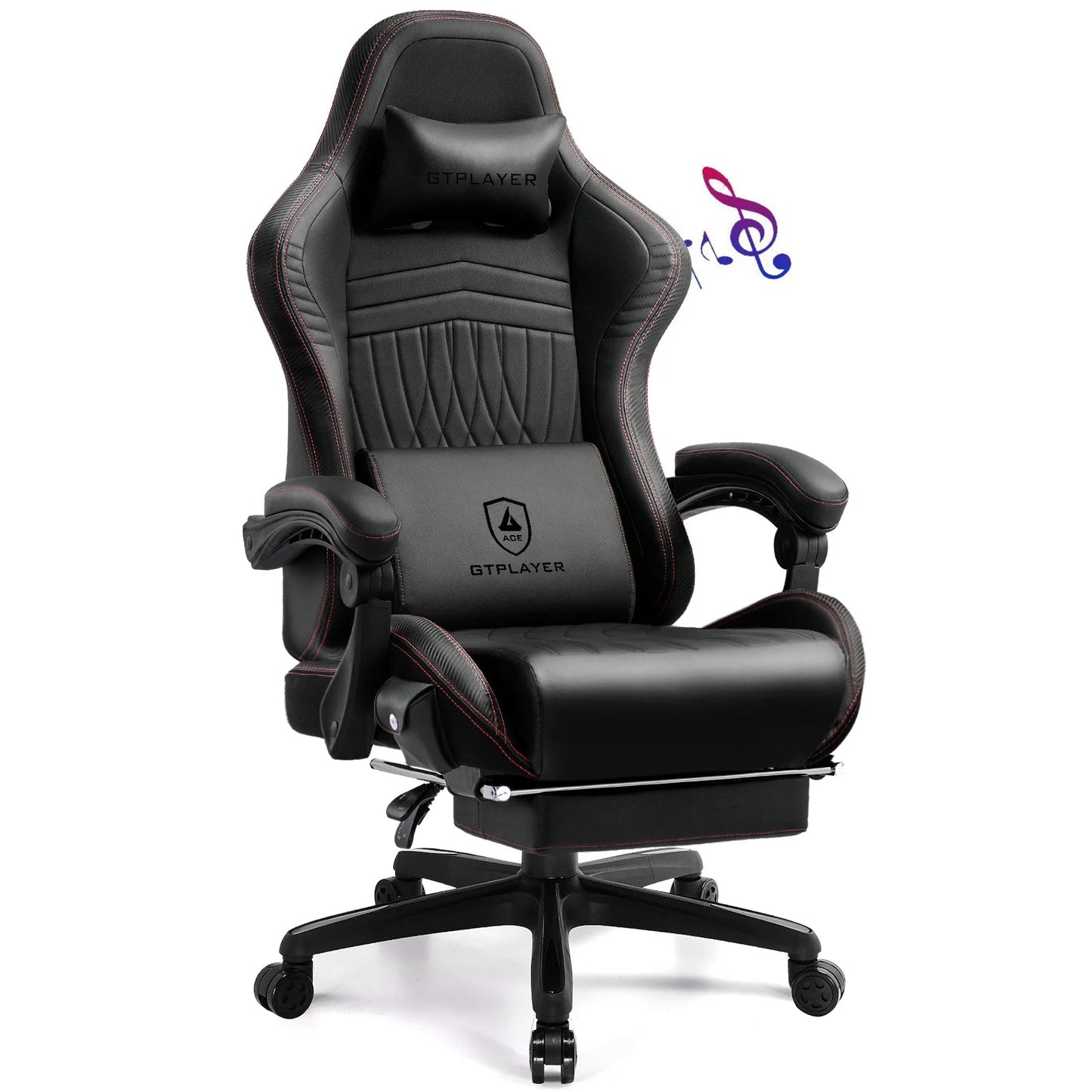 Adjustable Ergonomic Gaming Chair Faux Leather with Built-in Speakers