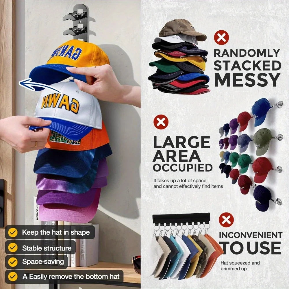 Multi-Layer wall mounted Hat Rack for Baseball Caps.