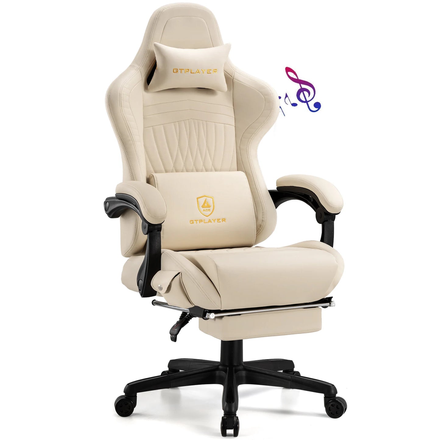 Adjustable Ergonomic Gaming Chair Faux Leather with Built-in Speakers