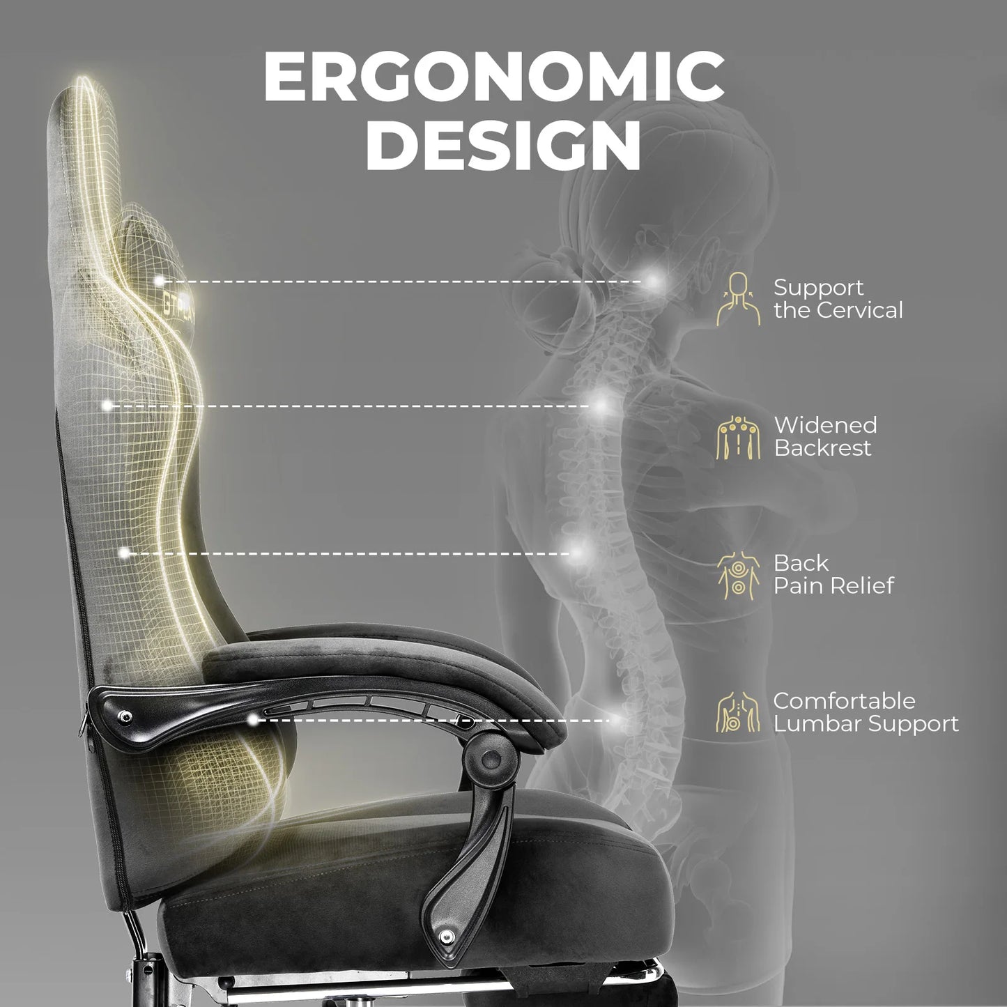 Big and Tall Gaming Chair 350Lbs with Pocket Spring Cushion