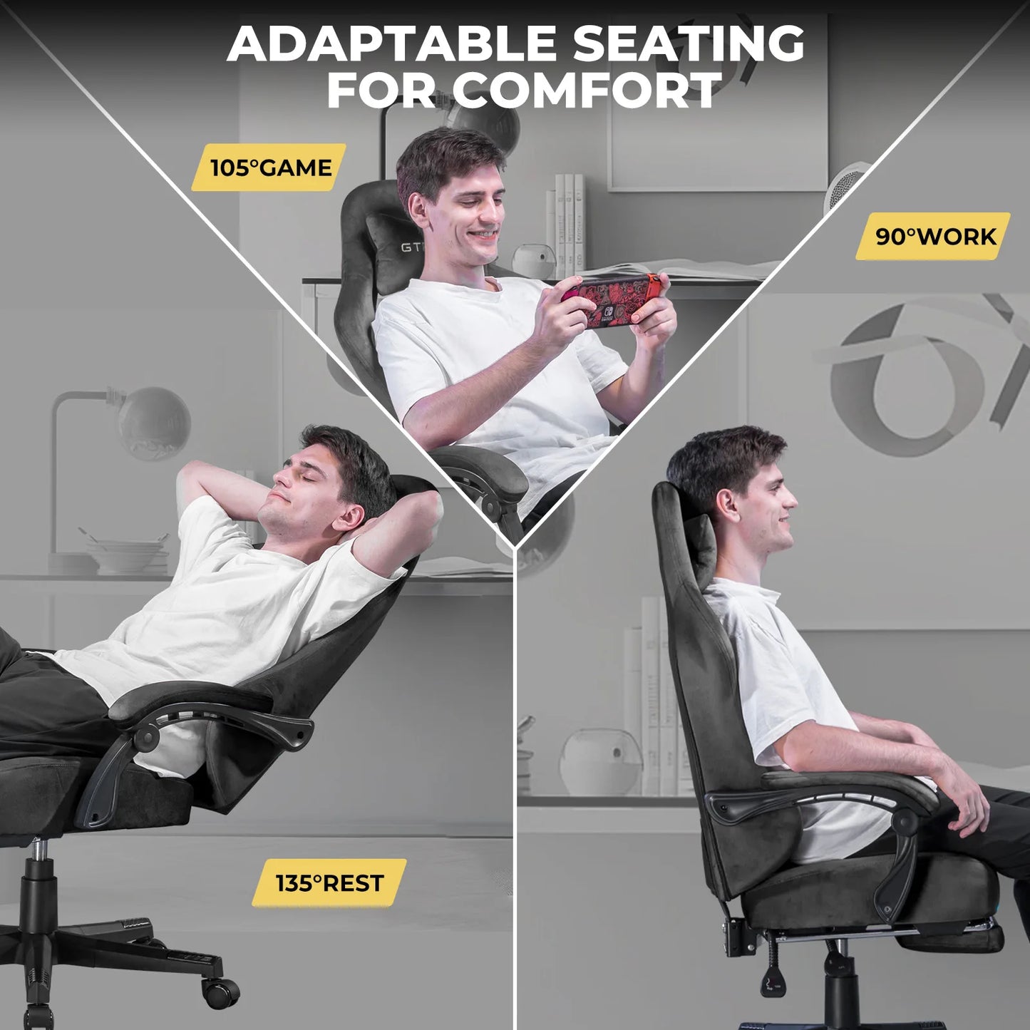 Big and Tall Gaming Chair 350Lbs with Pocket Spring Cushion