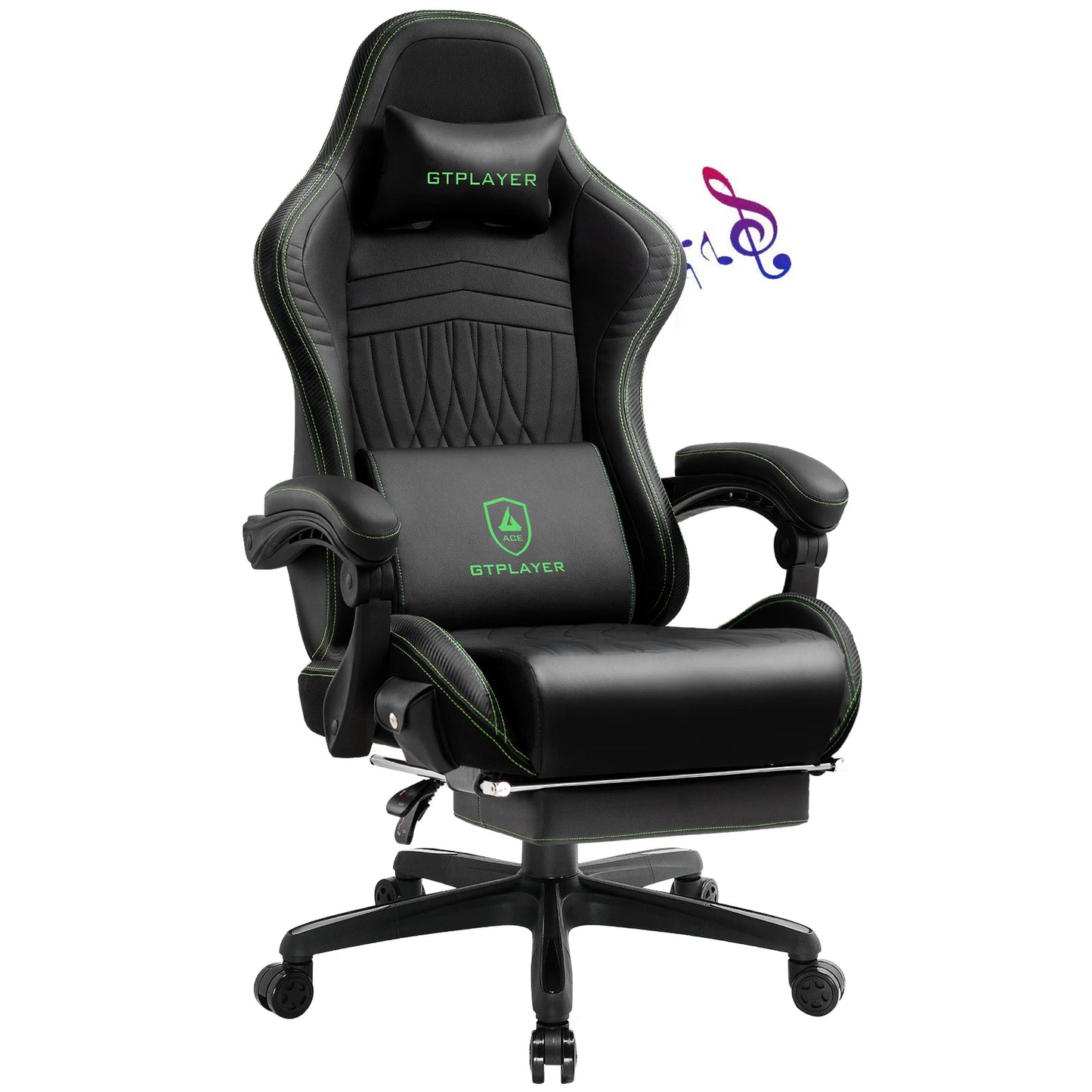 Adjustable Ergonomic Gaming Chair Faux Leather with Built-in Speakers