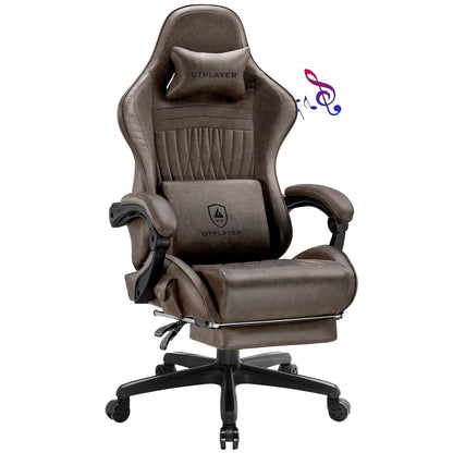 Adjustable Ergonomic Gaming Chair Faux Leather with Built-in Speakers