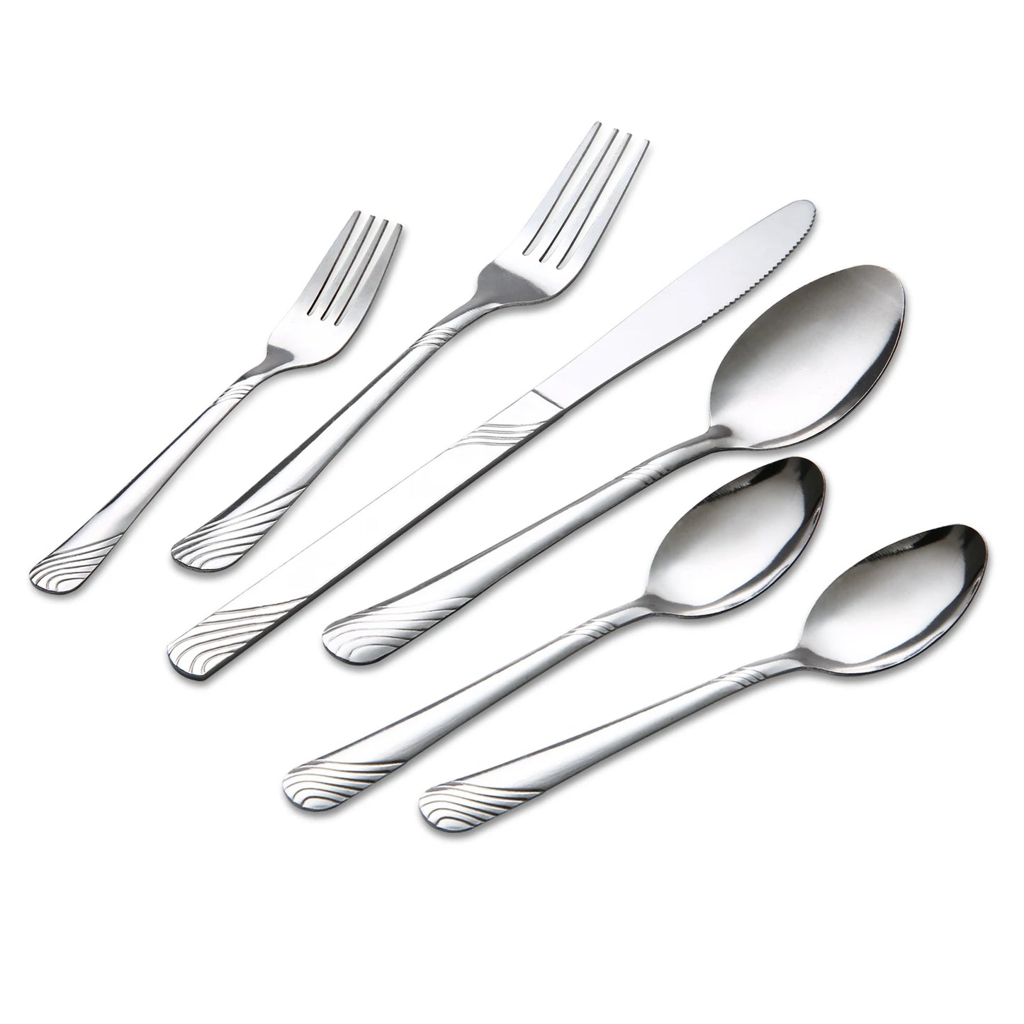 48 Pcs Stainless Steel Dinnerware Set For 8. Forks, Spoons, and Knife