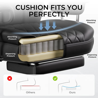 Big and Tall Gaming Chair with Pocket Spring Lumbar Support and Footrest
