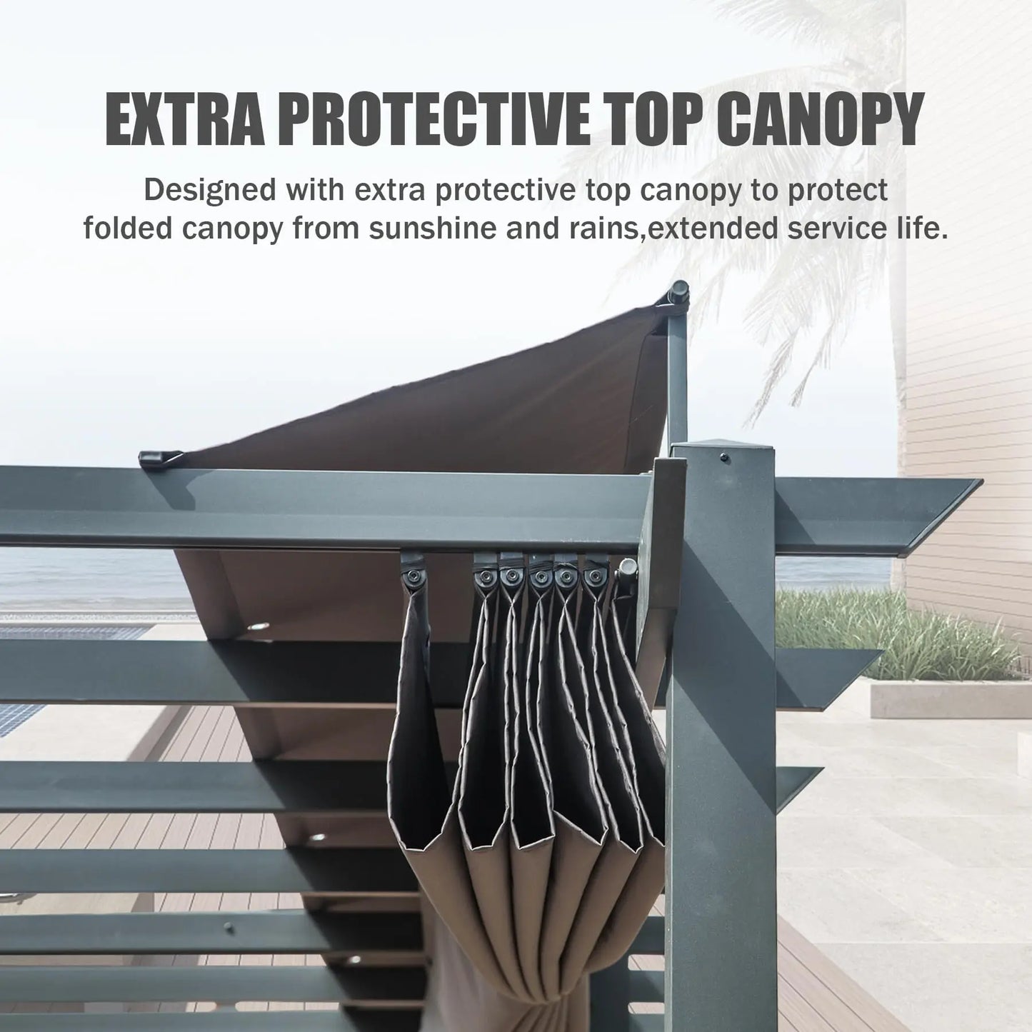 11X20 FT Outdoor Retractable Aluminum Garden Pergola