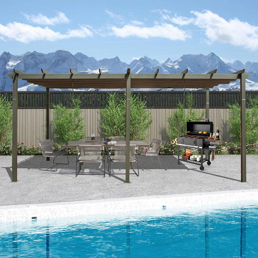 11X20 FT Outdoor Retractable Aluminum Garden Pergola