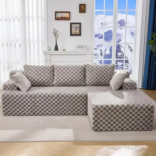 Modular Sectional Sofa Couch, L-Shape Memory Foam, Oversize Chaise Living Room Furniture Set