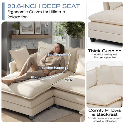 113.4" Modular Sectional Sofa with Ottoman.
