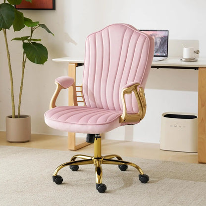 Pink Rolling Home Office Chair with Arm Rest
