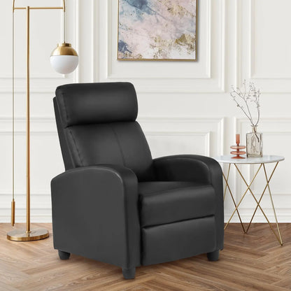 Leather Massage Recliner with Lumbar Support and Adjustable Backrest