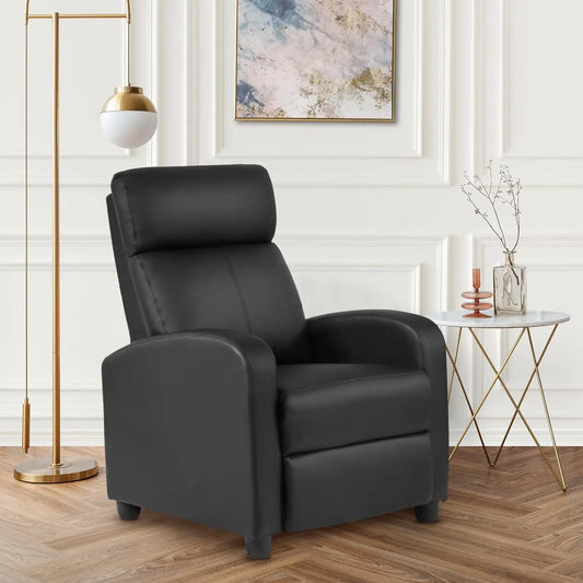 Leather Massage Recliner with Lumbar Support and Adjustable Backrest