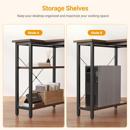 40" L-Shaped Computer / Gaming Desk with Reversible Storage Shelves,