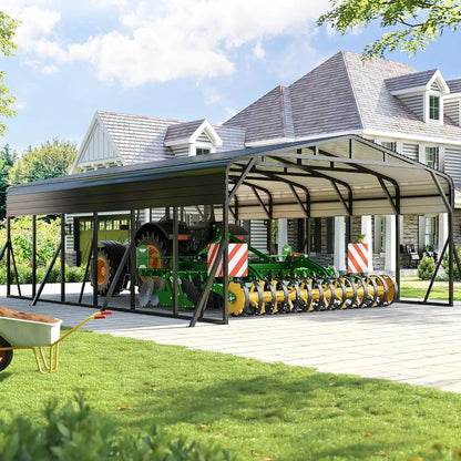 20x30 Heavy Duty Carport with Galvanized Steel Roof and Triangle Frame