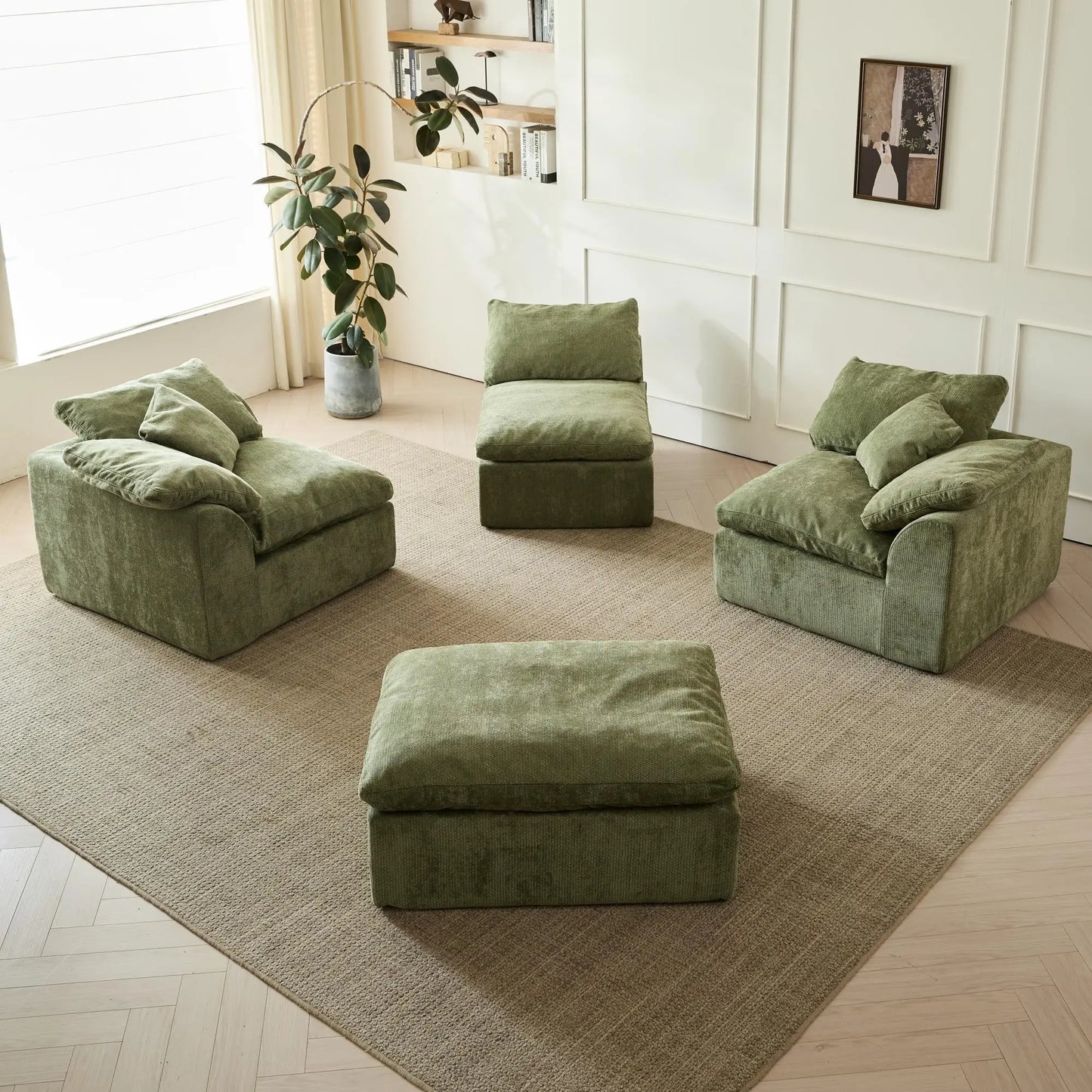 109" L-Shaped Modular Sectional with Ottoman.