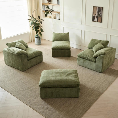 109" L-Shaped Modular Sectional with Ottoman.
