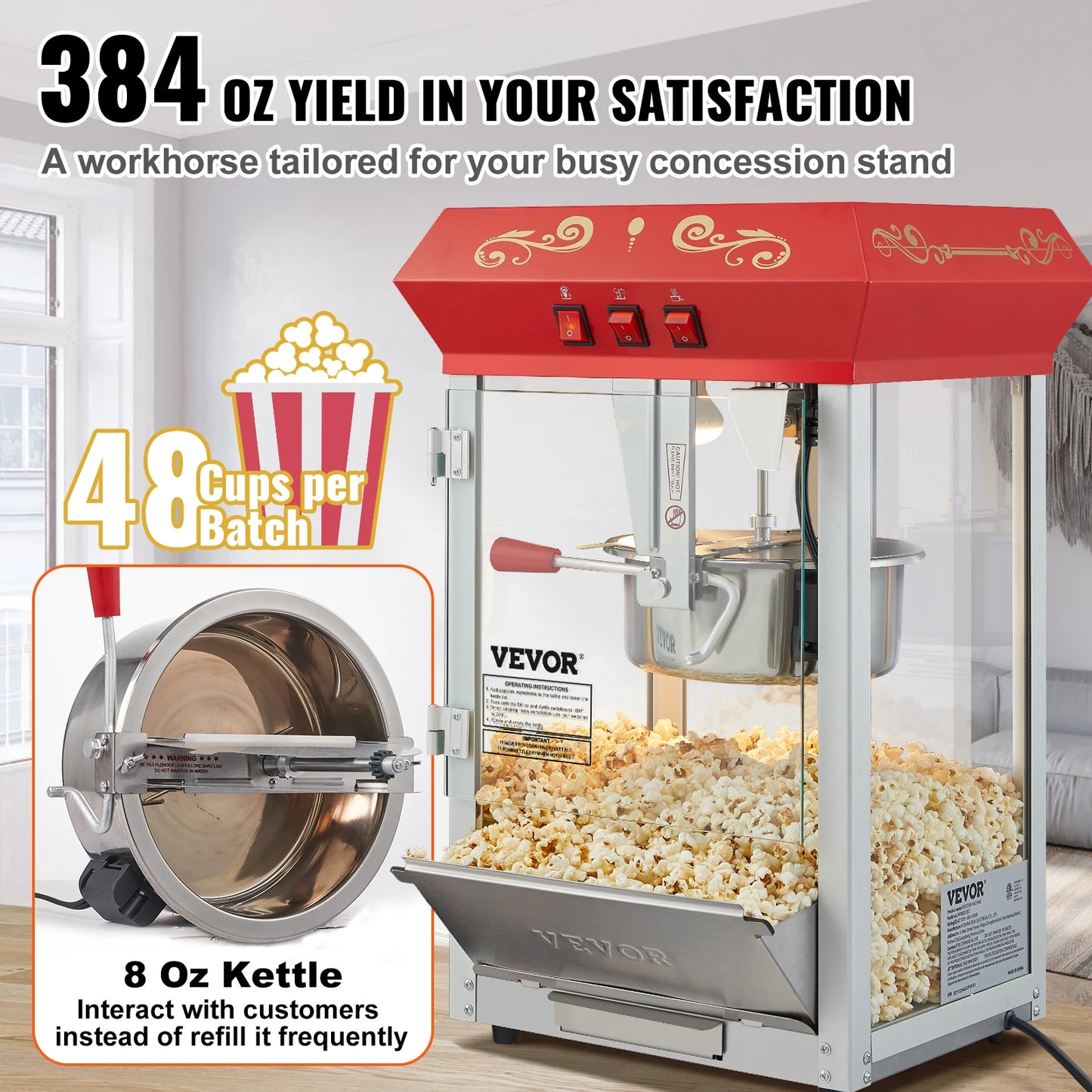 Electric Popcorn Maker with Scoop Spoon