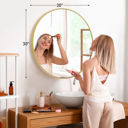 30 Inch Large Gold Framed Round Vanity Mirror