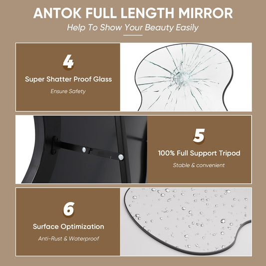 76"x34" Full Length Wavy Mirror with Stand