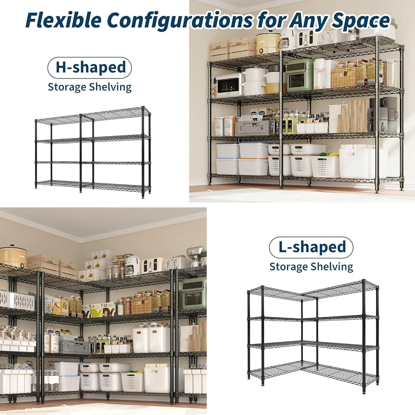 Heavy Duty Adjustable Metal Storage Shelves 5 Tier Organization.