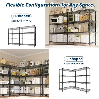 Heavy Duty Adjustable Metal Storage Shelves 5 Tier Organization.