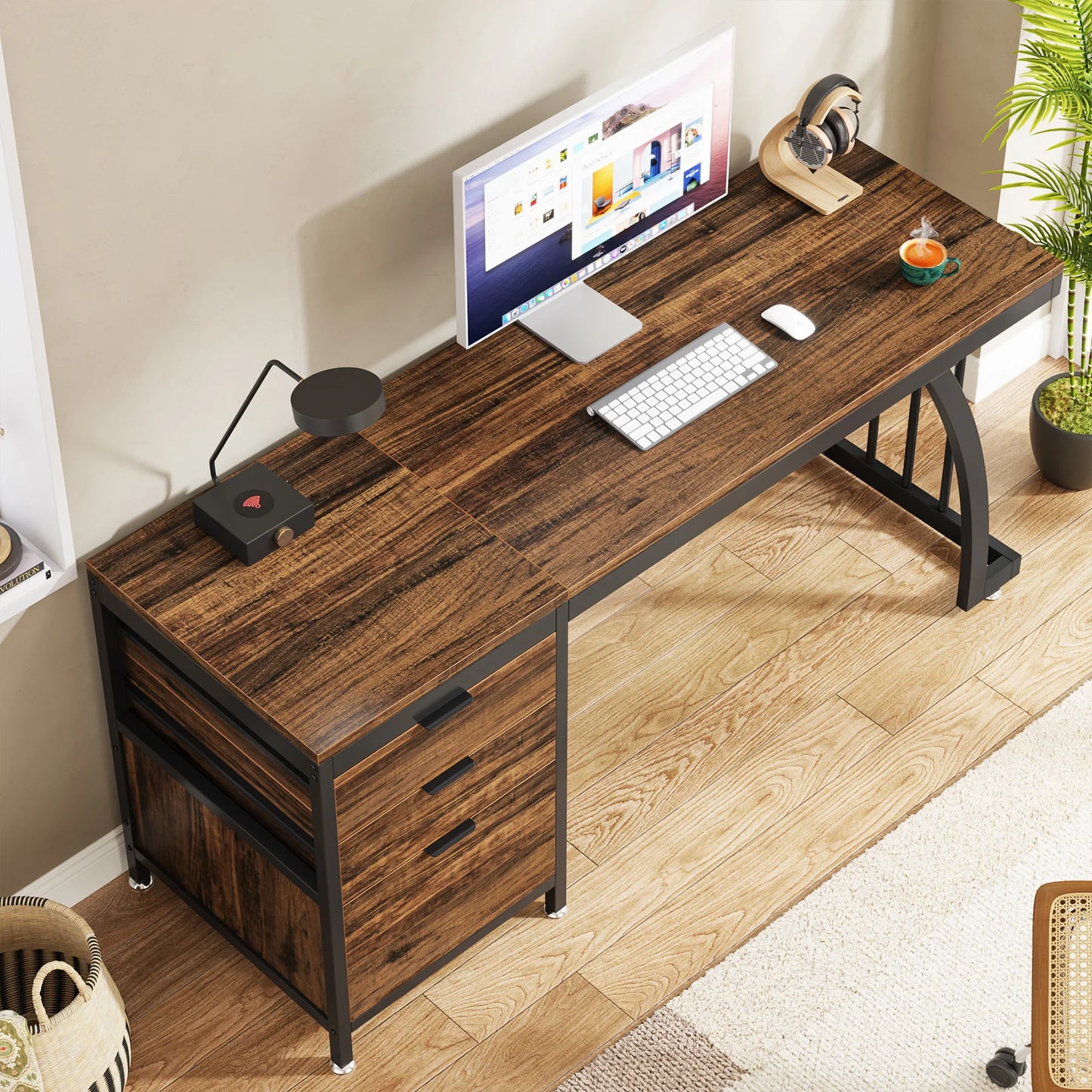 59-Inch Computer Desk with 3 Drawers