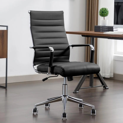 Leather Office Desk / Conference Room Chairs with Wheels, Executive Modern High Back