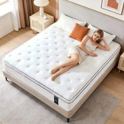 10 Inch Full Size Hybrid Mattresses in a Box | Medium Firm Memory Foam and Individual Pocket Springs