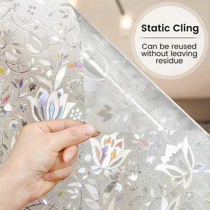 Rainbow Tulip Sun Blocking Decorative Stained Glass Window Film