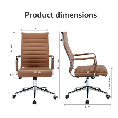 Leather Office Desk / Conference Room Chairs with Wheels, Executive Modern High Back