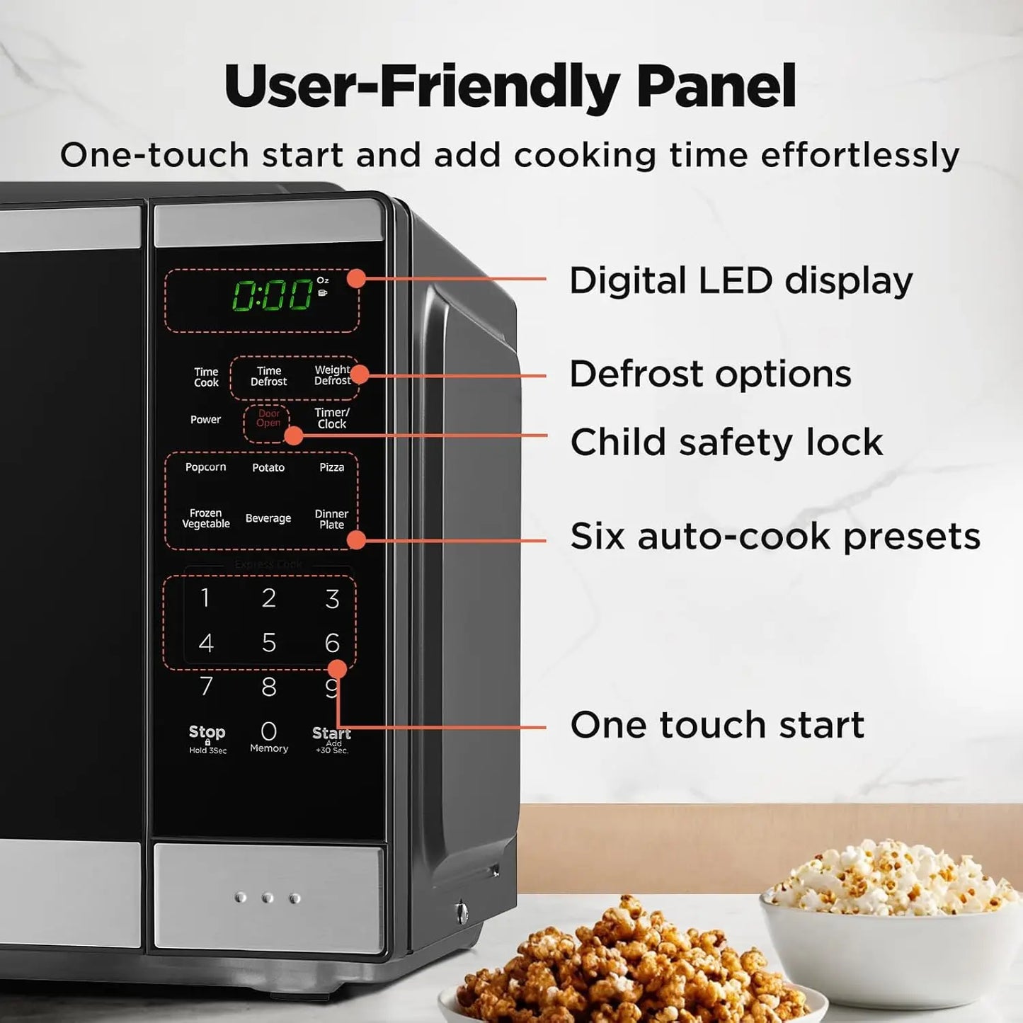 C0.9 Cu Ft Countertop Microwave Oven with One-Touch Start