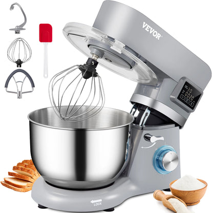 Electric Stand Mixer with 6 Speeds LCD Screen 5.8 Qt Stainless Steel Bowl